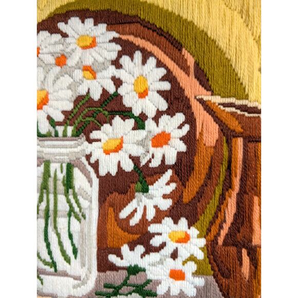 "Still Life with Daisies" Artcraft Concepts Finished Embroidered Framed 21 x 17 - Picture 2 of 5
